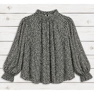 H&M Women's Sheer Floral Blouse Medium Black White‎ Cottagecore Chic Boho 181